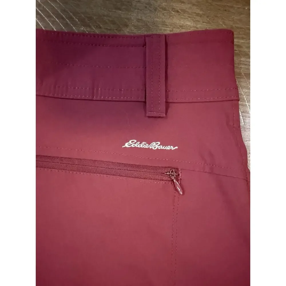 Eddie Bauer Women’s Bermuda Shorts Stretch UPF 50 Rolled Hem Burgundy Size 14